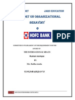 A Report On Organizational BEHAVIOUR of HDFC Bank