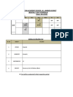 Pakistan Academy School Al-Ahmadi Kuwait Monthly Test Schedule Class: AS-LEVEL