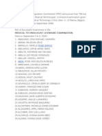 Medical Technologist Licensure Exam Results September '09