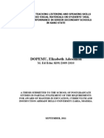 Effects of Teaching Listening and Speaking Skills Using Audio Visual Materials On Students' Oral English Performance in Senior Secondary Schools in Kano State - 2