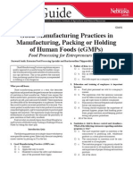 Good Manufacturing Practices in Manufacturing of Human Foods