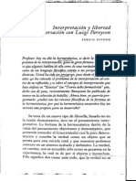 GIVONE, Sergio - Interpretación y Libertad. Conversaciones Con Luigi Pareyson