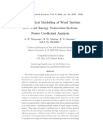 Mathematical Modelling of Wind Turbine in A Wind Energy Conversion System: Power Coe Cient Analysis