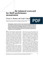 Utilizing The Balanced Scorecard For R&D Performance Measurement