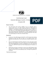 World Motor Sport Council Decision Re: 2008 Singapore Grand Prix - ING Renault F1 21 September 2009