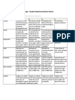 Student Website Evaluation Rubric