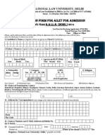 National Law University 2013 Application Form