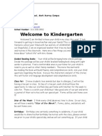 Kindergarten Welcome Letter