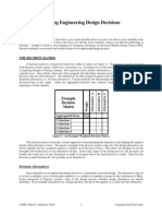 Making Engineering Design Decisions: Example Decision Matrix