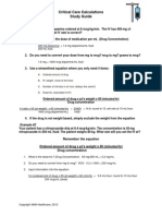 Critical Care Calculations Study Guide