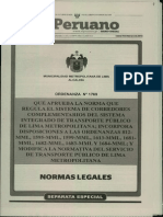 Ordenanza #1769 - Que Aprueba La Norma Que Regula El Sistema de Corredores Complementarios Del Sistema Integrado de Transporte Público de Lima Metropolitana