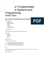 Computer Fundamentals Computer Systems and Programming Topic List