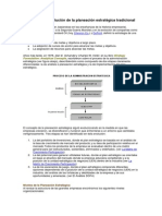 El Proceso de Evolución de La Planeación Estratégica Tradicional