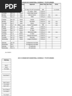 2013-14 Grade Boys Basketball Schedule - 7Th 8Th Grades Day Date Home/Away Opponent Game Time Bus Time Driver Practice May Begin October 21st