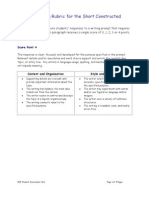 Holistic Writing Rubric For The Short Constructed Response Task