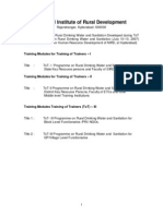 National Institute of Rural Development: Training Modules For Training of Trainers - I