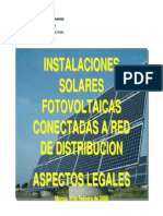 Instalaciones Solares Fotovoltaicas Conectadas A Red de Distribucion Aspectos Legales