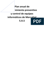 Plan Anual de Mantenimiento Preventivo y Control de Equipos Informáticos de Mercattel S