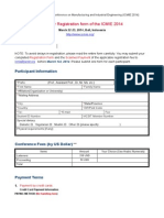 Listener Registration Form of The ICMIE 2014: Participant Information