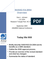 ANSI/ASQ E4-2004: Gary L. Johnson U.S. Epa Research Triangle Park, NC 27711 September 2004 ASQ/EED National Conference