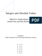 Objective: Graph Integers On A Number Line and Find Absolute Value