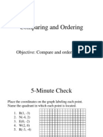 Comparing and Ordering: Objective: Compare and Order Integers