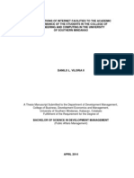 Contributions of Internet Facilities To The Academic Performance of The Students in The College of Engineering and Computing in The University of Southern Mindanao