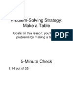 Problem-Solving Strategy: Make A Table: Goals: in This Lesson, You'll Solve Problems by Making A Table