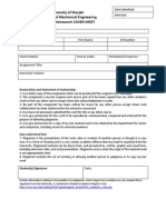 American University of Sharjah Department of Mechanical Engineering Assignment/Homework COVER SHEET