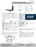 Series CXA Water Pump Pressure Switch: Specifications - Installation and Operating Instructions