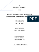 Impact of Grievance Redressal Procedure On Job Satisfaction