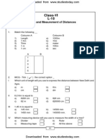 CBSE Class 6 Motion and Meaurement of Distances Worksheet