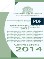 Convocatoria de Posgrado 2014, Facultad de Medicina - UdeA