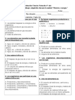 Evaluación Ciencias 6