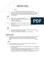 Sample Paper For BINC: Short Type: Paper Ii: Bioinformatics: (40%)