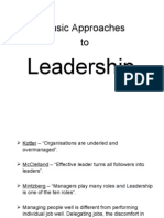 Basic Approaches To: Leadership