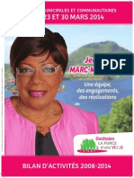 Bilan D'activités 2008 - 2014 - Jeanny MARC - MATHIASIN - Ville de Deshaies