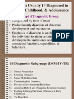 Disorders Usually 1 Diagnosed in Infancy, Childhood, & Adolescence