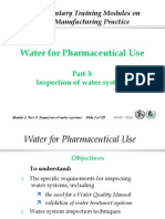 Water For Pharmaceutical Uses: Inspection