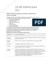 Requisitos Del Sistema para Office 2013