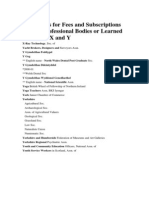 Deductions For Fees and Subscriptions Paid To Professional Bodies or Learned Societies - X and Y