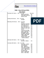 CBSE - Class XII Exam 2014, Date Sheet