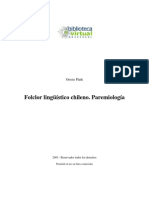 Folclor Linguístico Chileno. Paremiología