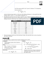 Specific Heat Worksheet