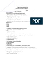 EVALUACIÓN DIAGNÓSTICA Ciencias 5° Año