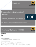 1 - Introduction To Transport Planning