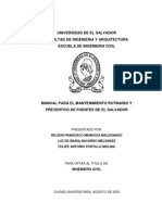 Manual para El Mantenimiento Rutinario y Preventivo de Puentes de El Salvador