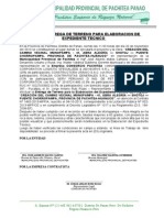 Acta de Entrega para Elaboracion de Expediente Panao Mejorado