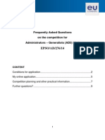 EPSO/AD/276/14: Frequently Asked Questions On The Competition For Administrators - Generalists (AD5) 2014