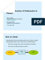 Some Applications of Mathematics in Finance (7 November 2008)